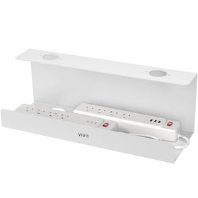 VIVO front view of tray showing tidy concealed cables and neat desk benefit