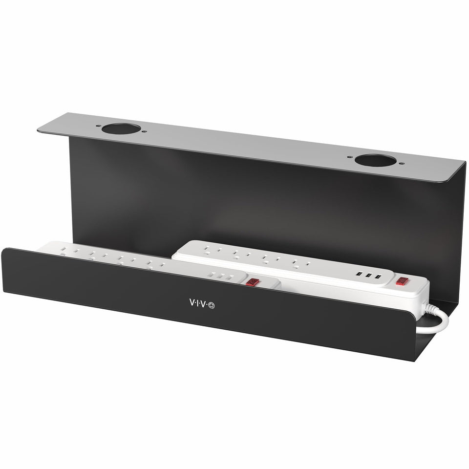 VIVO front view of tray showing concealed cords and tidy desk benefit