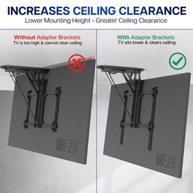 VIVO vertical extender installation on a TV with a ceiling mount