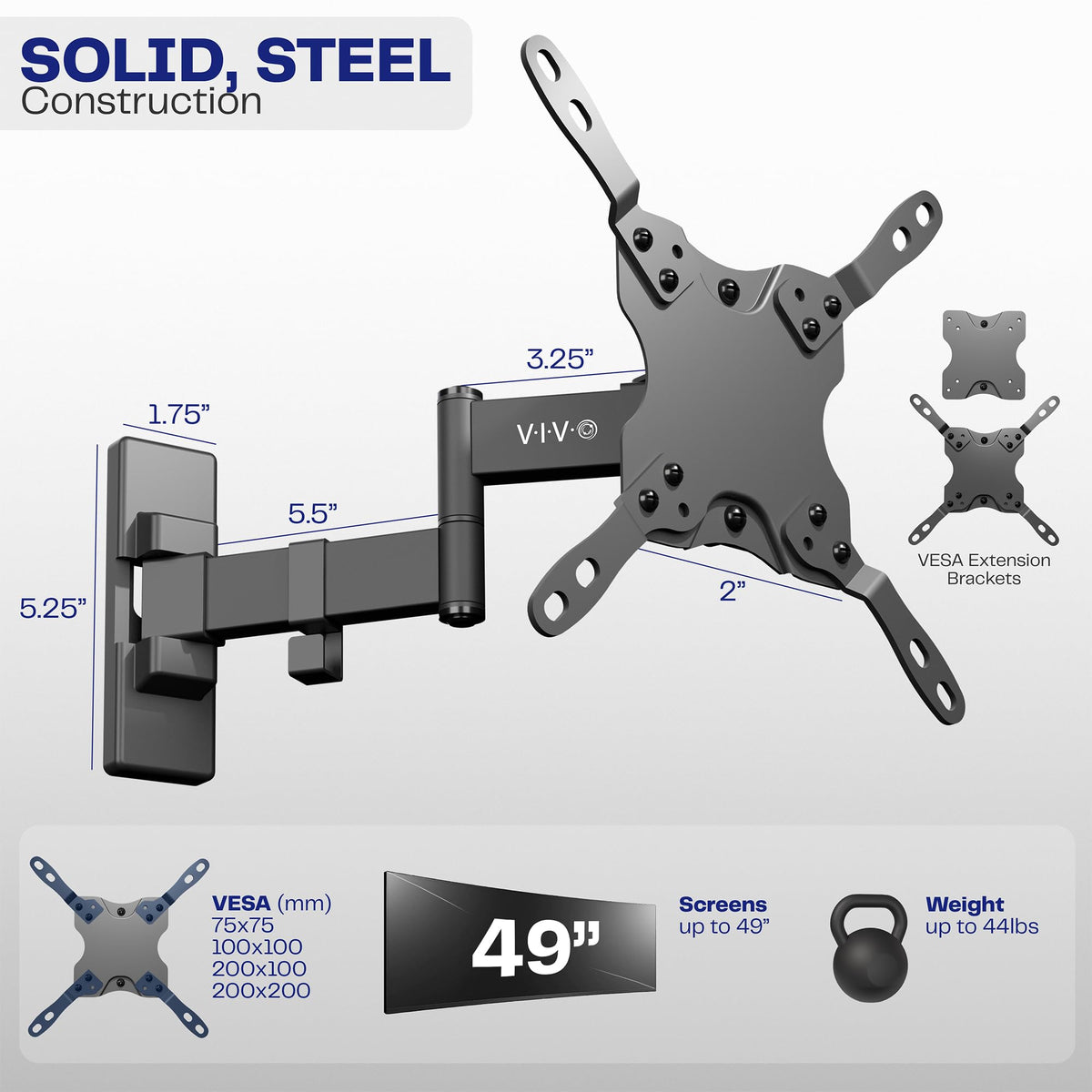 VIVO close-up of steel bracket highlighting heavy-duty construction and secure hold
