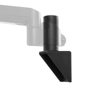 VIVO conversion bracket on pole connects monitor arm to wall for clean, space-saving setup.