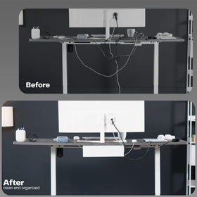 VIVO tray holding power strip and cords demonstrating organized cable storage