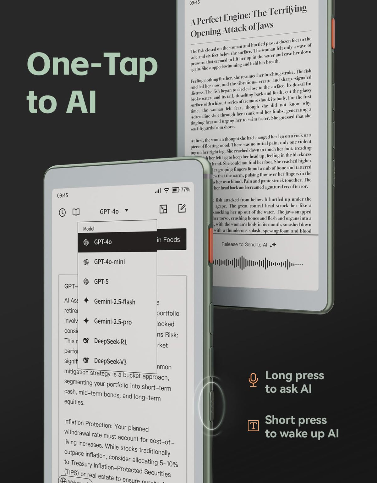 AI button on VIWOODS AiPaper Reader C provides quick access to assistance