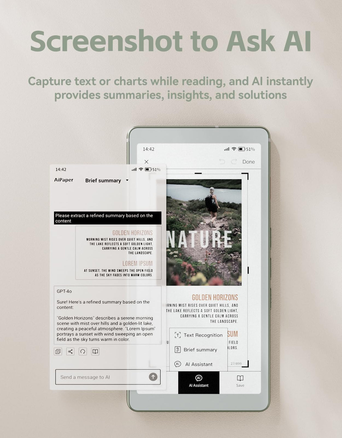 VIWOODS AiPaper Reader C AI screenshot analyzes topics and explains