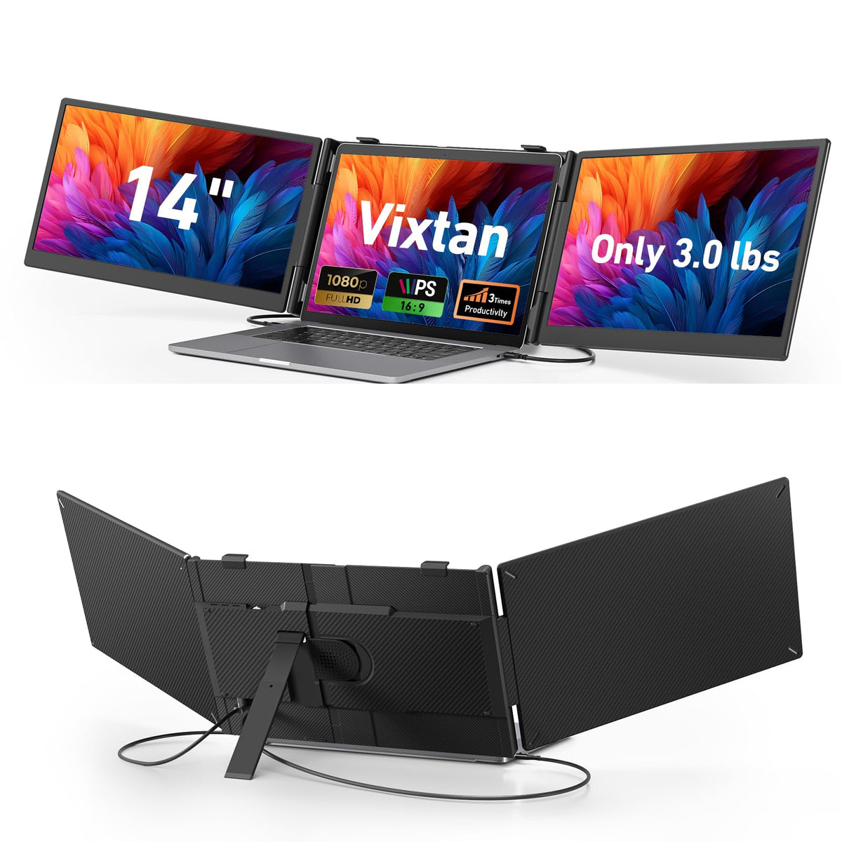 Vixtan triple laptop screen extender enables on-the-go multi-monitor productivity.