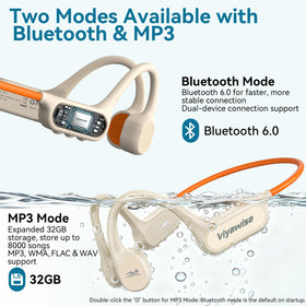 viyawise B11 underwater during lap swim showing MP3 playback capability