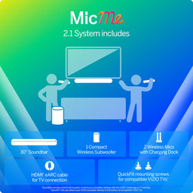 VIZIO MicMe wireless-mics provide vibrant LED colors for performances.