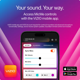 VIZIO MicMe wireless-subwoofer adds deep bass to movies and karaoke.