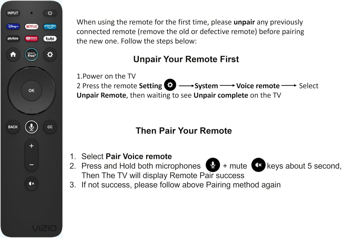VIZIO XRT260 SmartCast compatible remote for voice control of TV and apps.