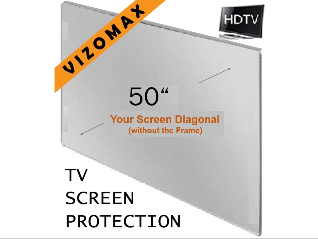 Vizomax 50-inch TV screen protector installed, maintaining HD visibility.