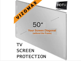 Vizomax 50-inch TV screen protector installed, maintaining HD visibility.