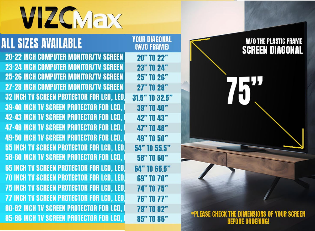 Vizomax 85-86 inch TV protector 100-percent-clear maintains HD clarity while remaining unobtrusive.