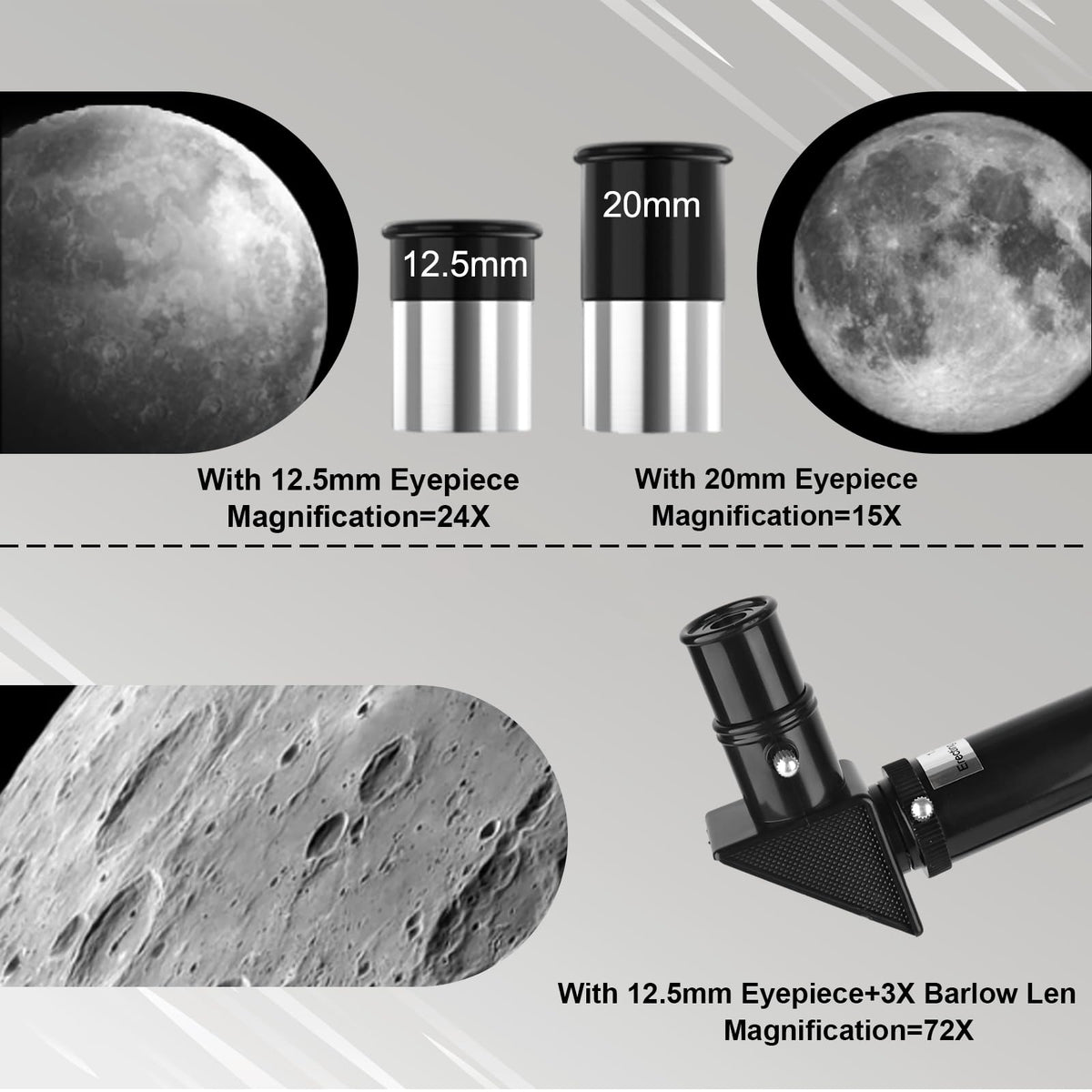 VJJB view of the moon through telescope highlighting crater detail capture