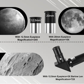 VJJB view of the moon through telescope highlighting crater detail capture