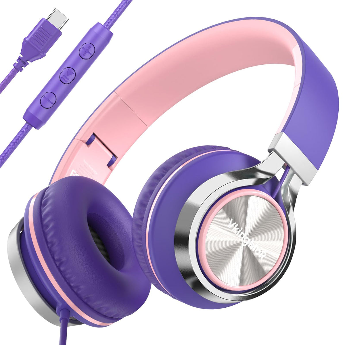 VkingMoR BH118AP front view headphones for crystal-clear USB-C audio
