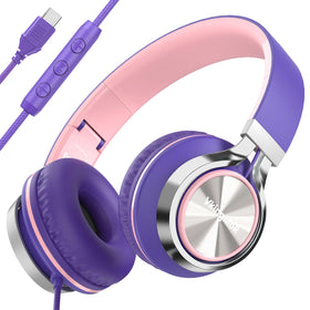 VkingMoR BH118AP front view headphones for crystal-clear USB-C audio