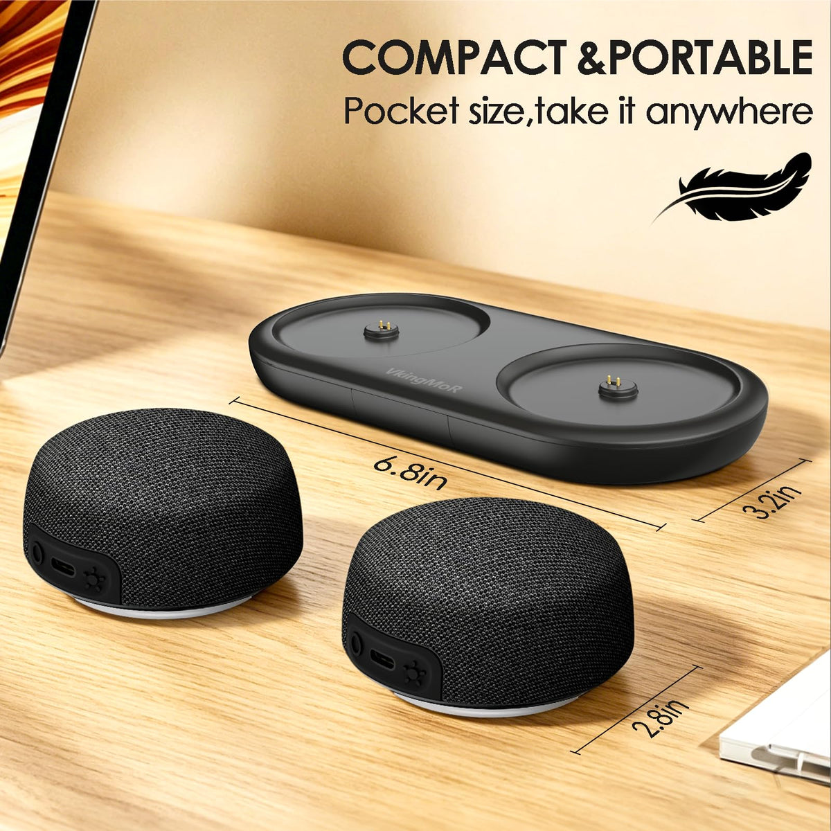 VkingMoR charging dock with Type-C cable showing fast recharge convenience