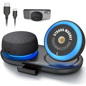 VkingMoR front view showing compact stereo speakers and benefits of clear sound