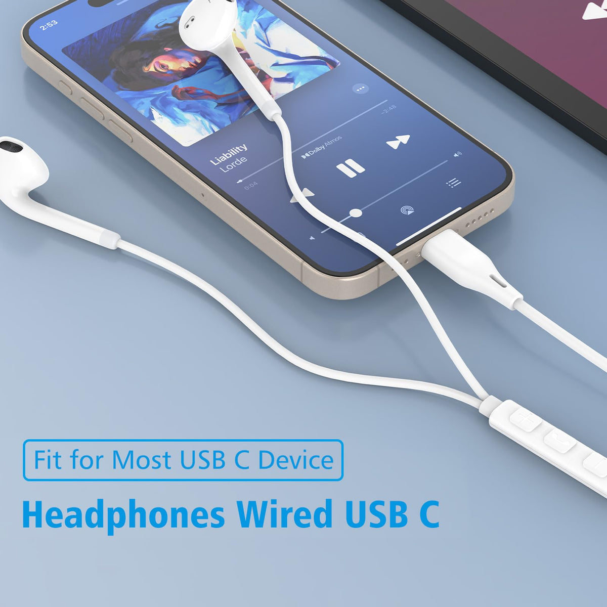 Vkozlm USB-C headphones for Android devices with crisp calls and media control.