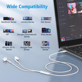 Vkozlm USB-C headphones for iPad offering comfortable fit and clear sound.