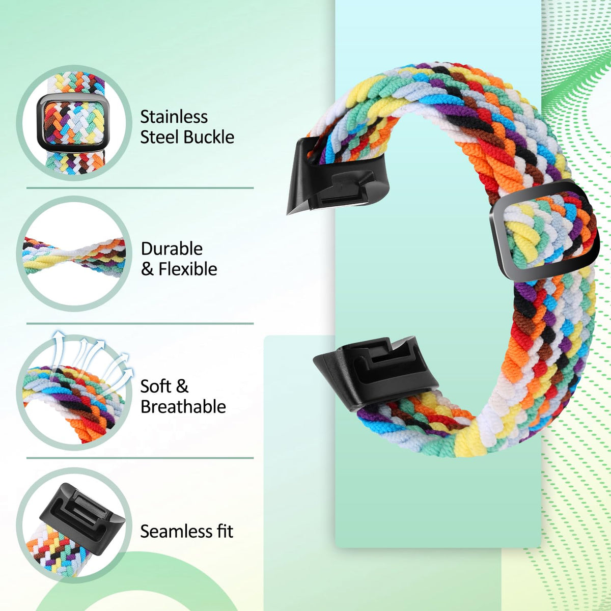 Close-up of breathable nylon material on VNDAPT band for daily comfort.