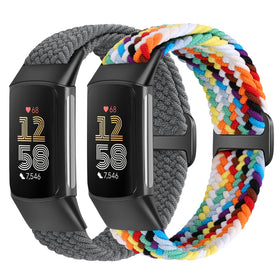 VNDAPT elastic braided band on wrist for Fitbit Charge 5, breathable and comfortable