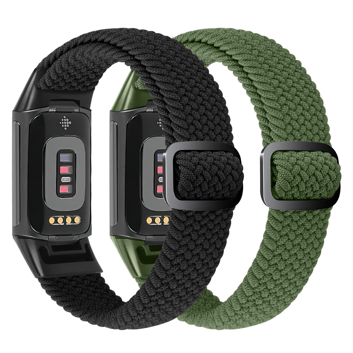 VNDAPT elastic braided band for Fitbit Charge 5 with adjustable, secure buckle