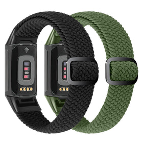 VNDAPT elastic braided band for Fitbit Charge 5 with adjustable, secure buckle
