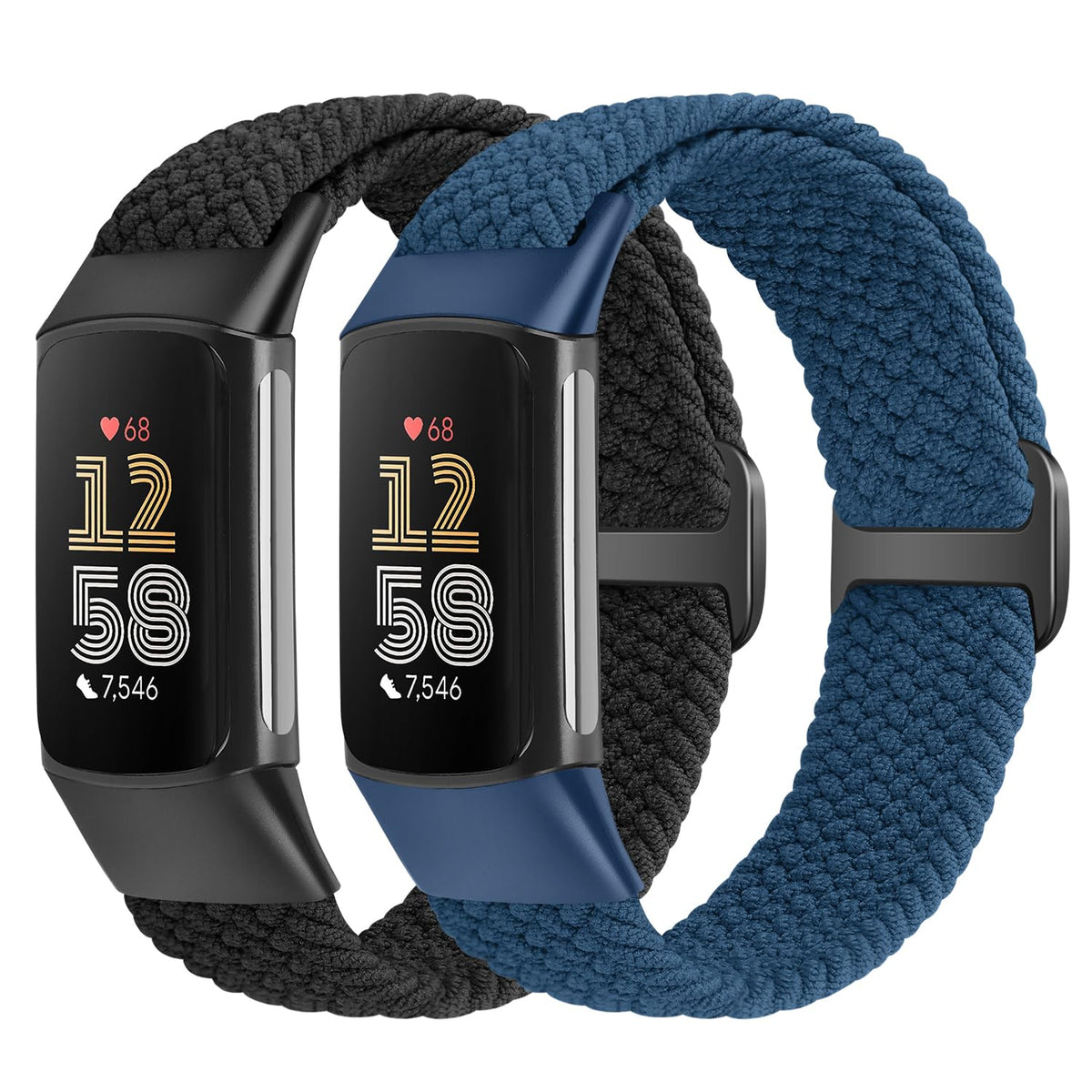VNDAPT elastic braided band for Fitbit Charge 6 in blue offers breathable comfort during workouts.