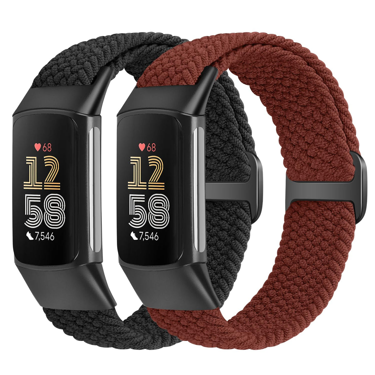 VNDAPT elastic braided band in navy for Fitbit Charge 6 offers breathable comfort all day.