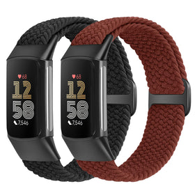 VNDAPT elastic braided band in navy for Fitbit Charge 6 offers breathable comfort all day.