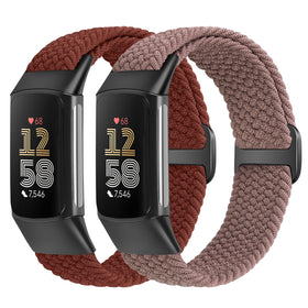 VNDAPT elastic braided band on wrist for Fitbit Charge 6, breathable and secure fit.