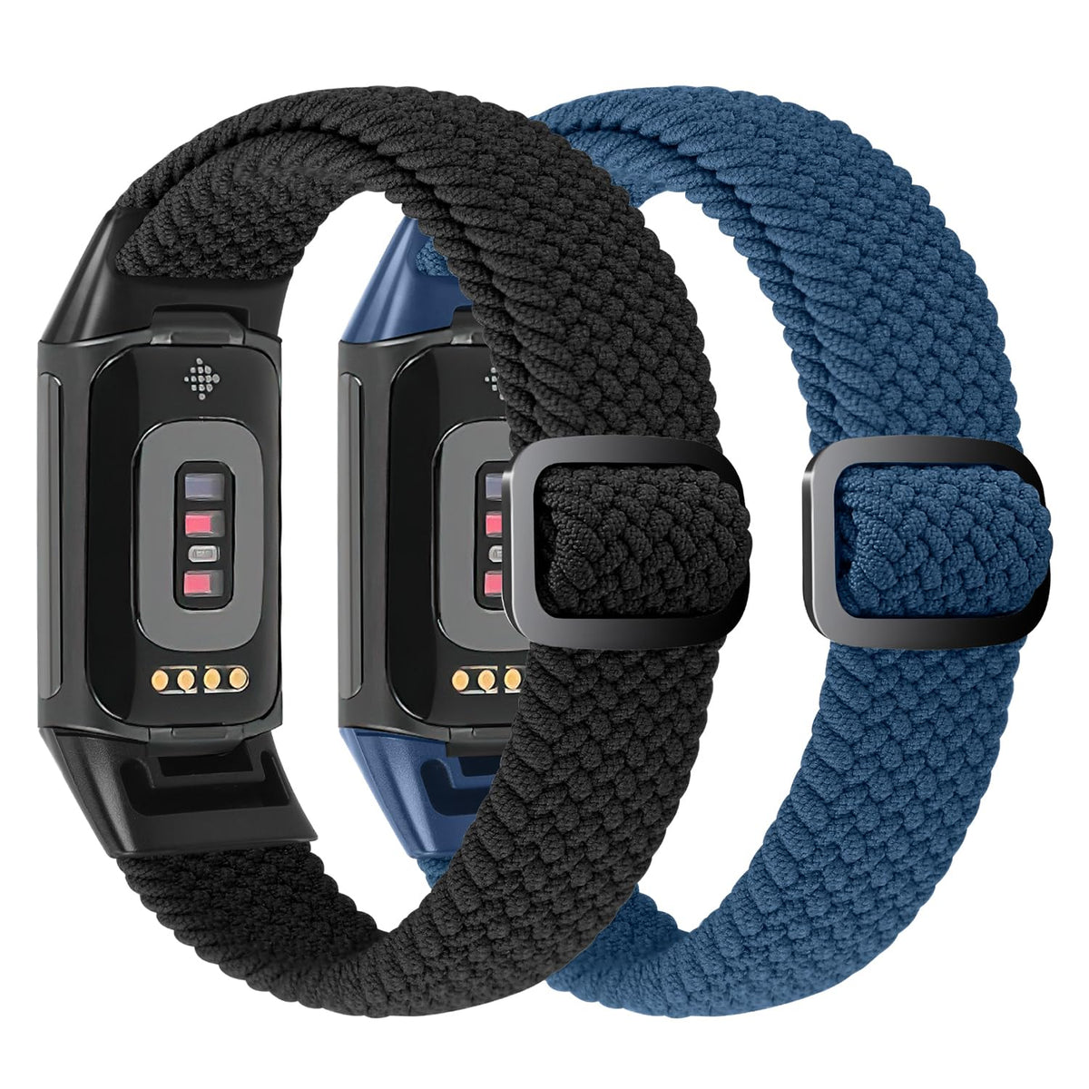 VNDAPT elastic braided band for Fitbit Charge 6 in pink provides secure, adjustable fit.