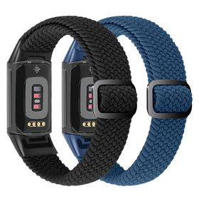 VNDAPT elastic braided band for Fitbit Charge 6 in pink provides secure, adjustable fit.