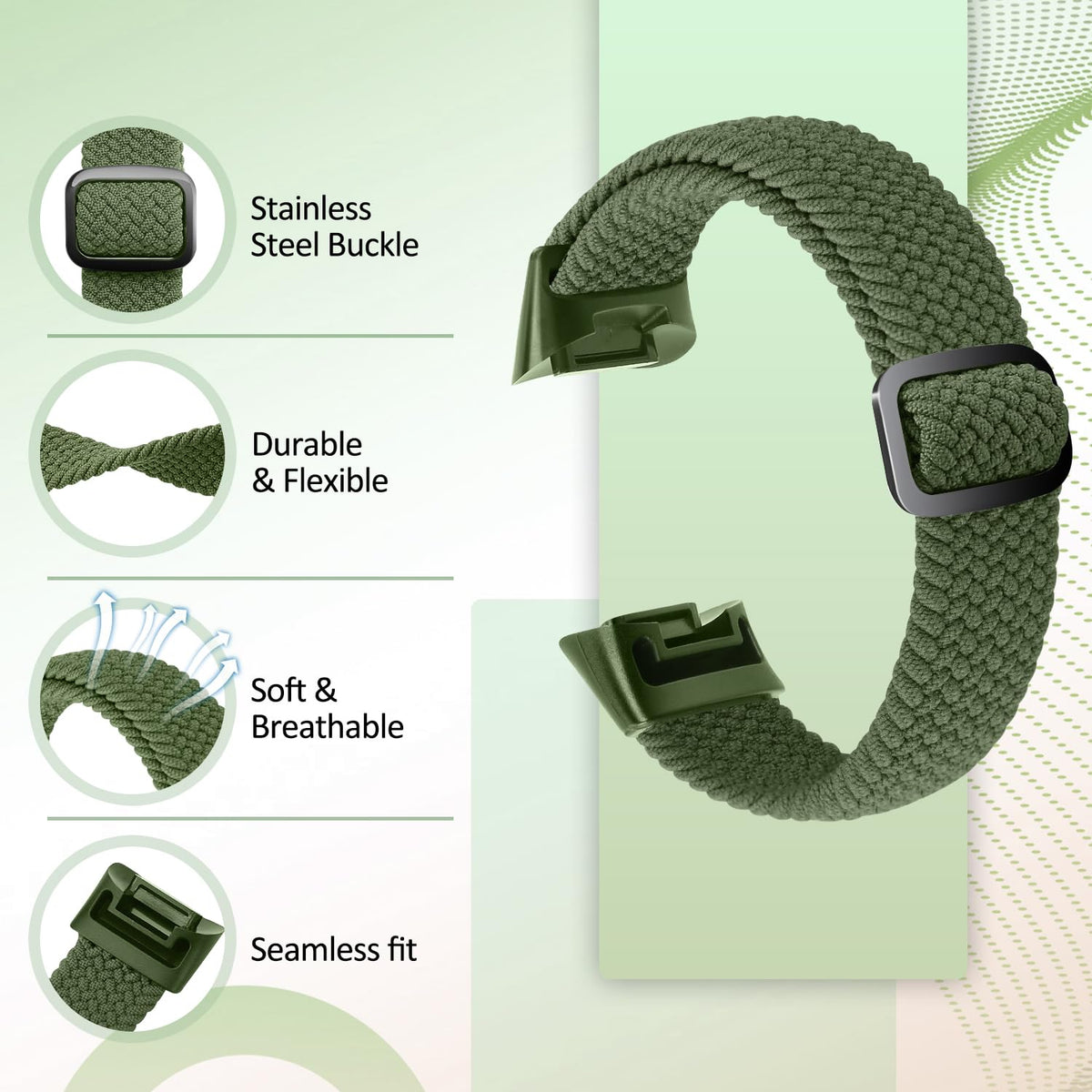 VNDAPT elastic braided band on wrist demonstrates adjustable buckle for comfortable fit