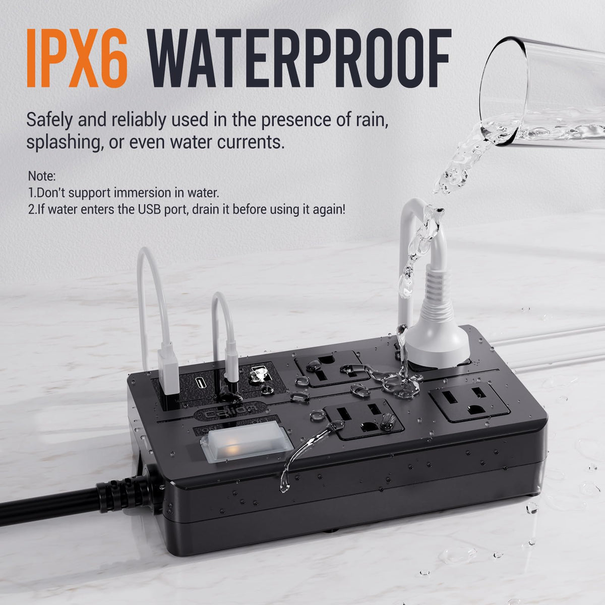 VNJ wide-spaced AC outlets detail enabling bulky plugs without crowding