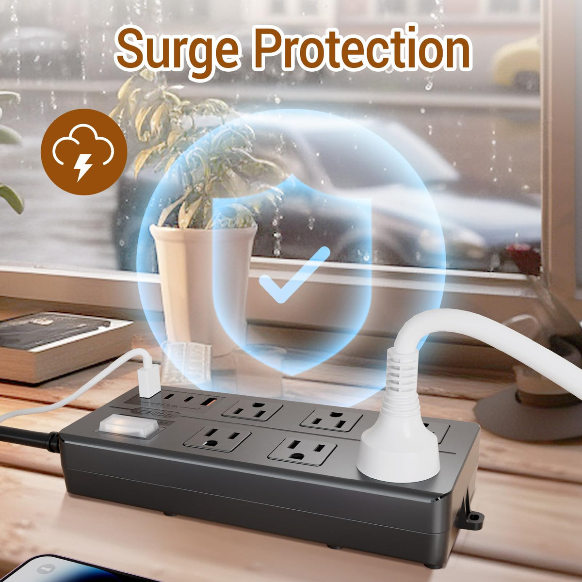 VNJ 6ft heavy-duty cord and grounded plug with scale, provides safe reach