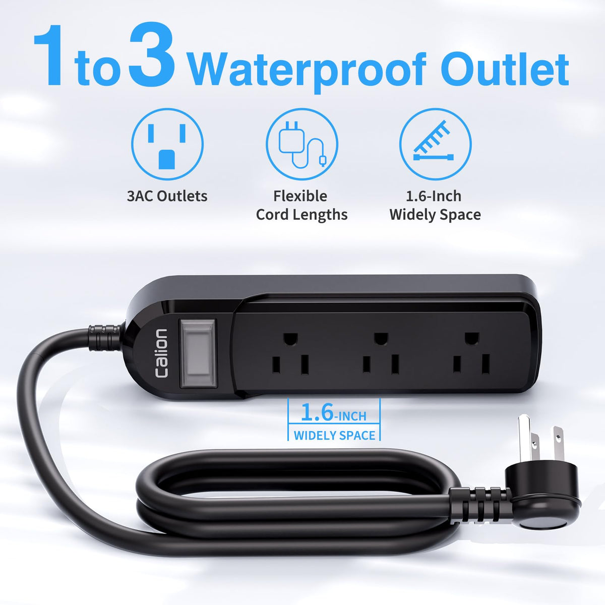 VNJ IPX6 10ft cord reaching distant power sources for outdoor setups.