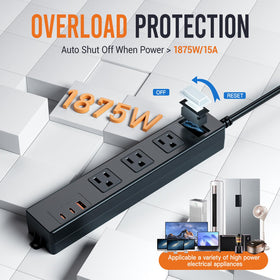 VNJ power switch and safety lock detail providing easy control and secure plug retention