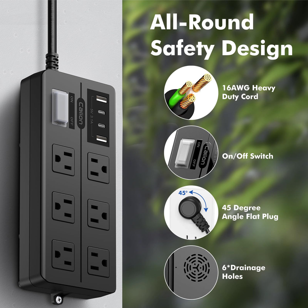 VNJ surge protector label with ETL mark, verifies certified safety protection