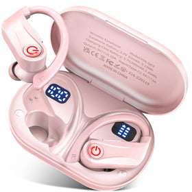 VNMN front view of earbuds and case showing Cherry Blossom Pink finish and compact design