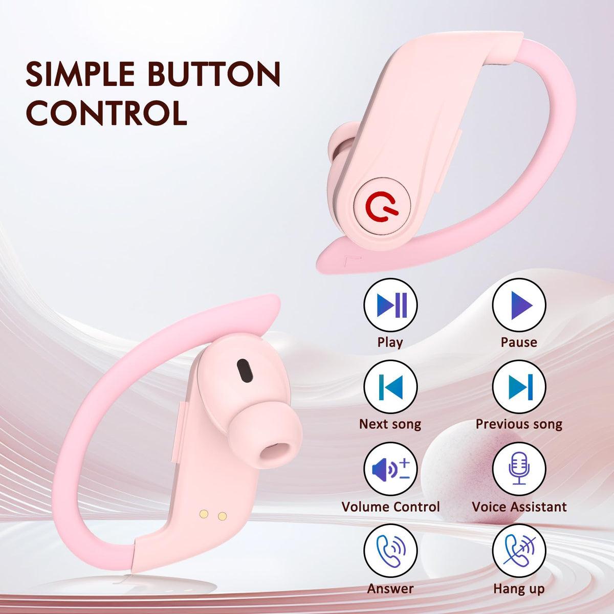 VNMN earbuds in a gym setting illustrating workout use and IPX7 water resistance