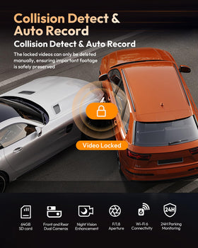 VNV dash cam includes 64GB microSD card for instant use.