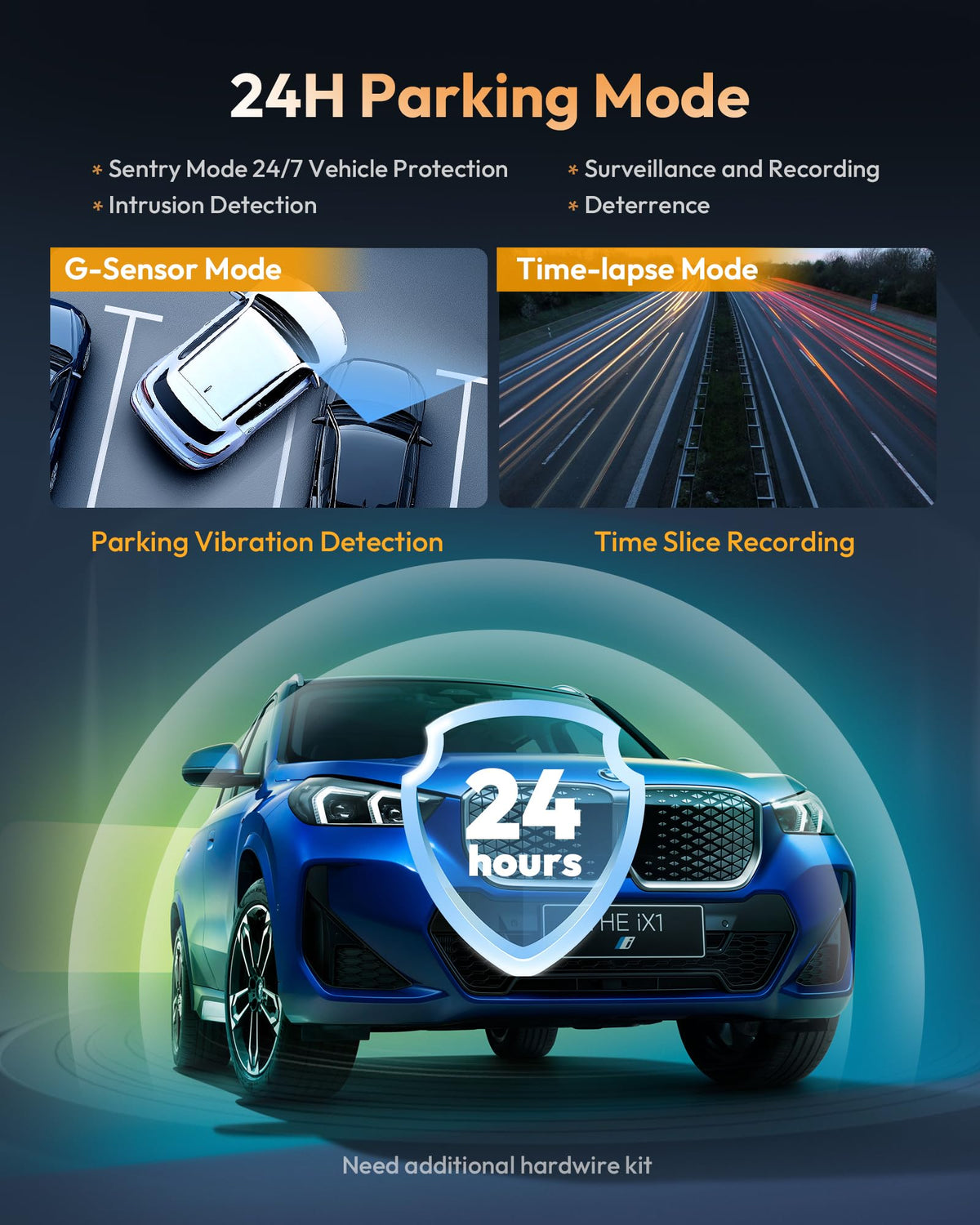 VNV dash cam with built-in WiFi and app control.