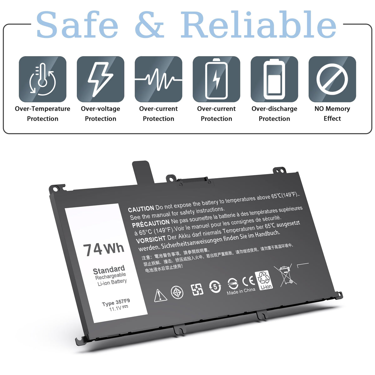 VNYUNQWE 71JF4 battery; compatible option for multiple Inspiron models, easy swap.