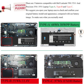 VNYUNQWE battery top label with specs visible for correct model identification