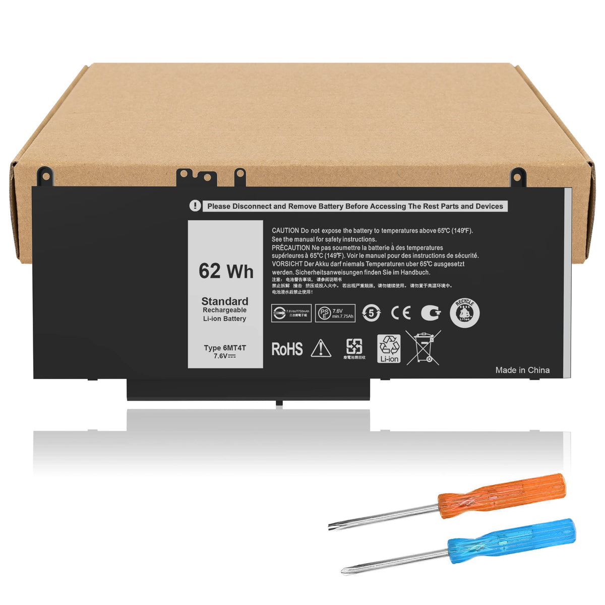 VNYUNQWE front view of replacement battery showing fit and quick identification benefit