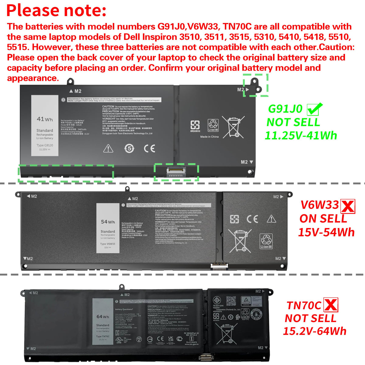 VNYUNQWE underside label close-up showing model and compatibility details