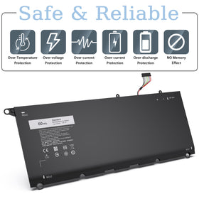 VNYUNQWE battery next to ruler for scale showing compact 4-cell, 60Wh capacity