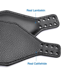 Voarmaks dual-sided leather close-up shows cattlehide and lambskin texture for durable comfort